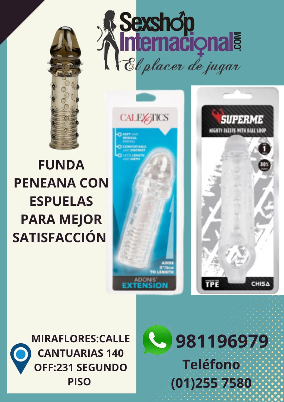 FUNDA EXTENSION CON ESPUELAS-DE SILICONA-SEXSHOP MIRAFLORES 981196979 